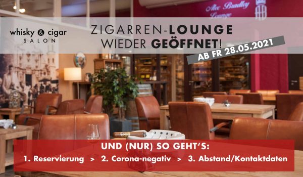 Zigarren-Lounge öffnet am 28.05.21 wieder